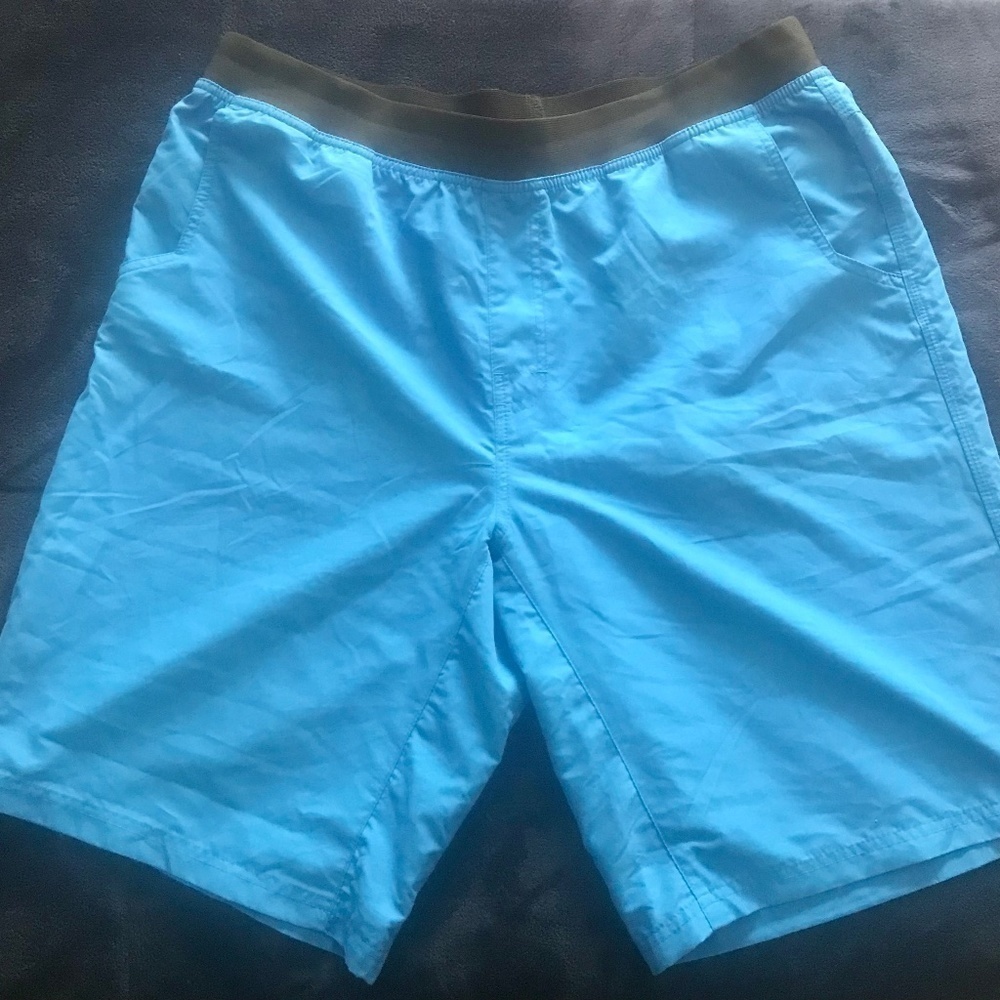PrAna Men’s XXL  Breathe Blue Hiking Vaha Shorts Stretch Elastic Waist RN 124977